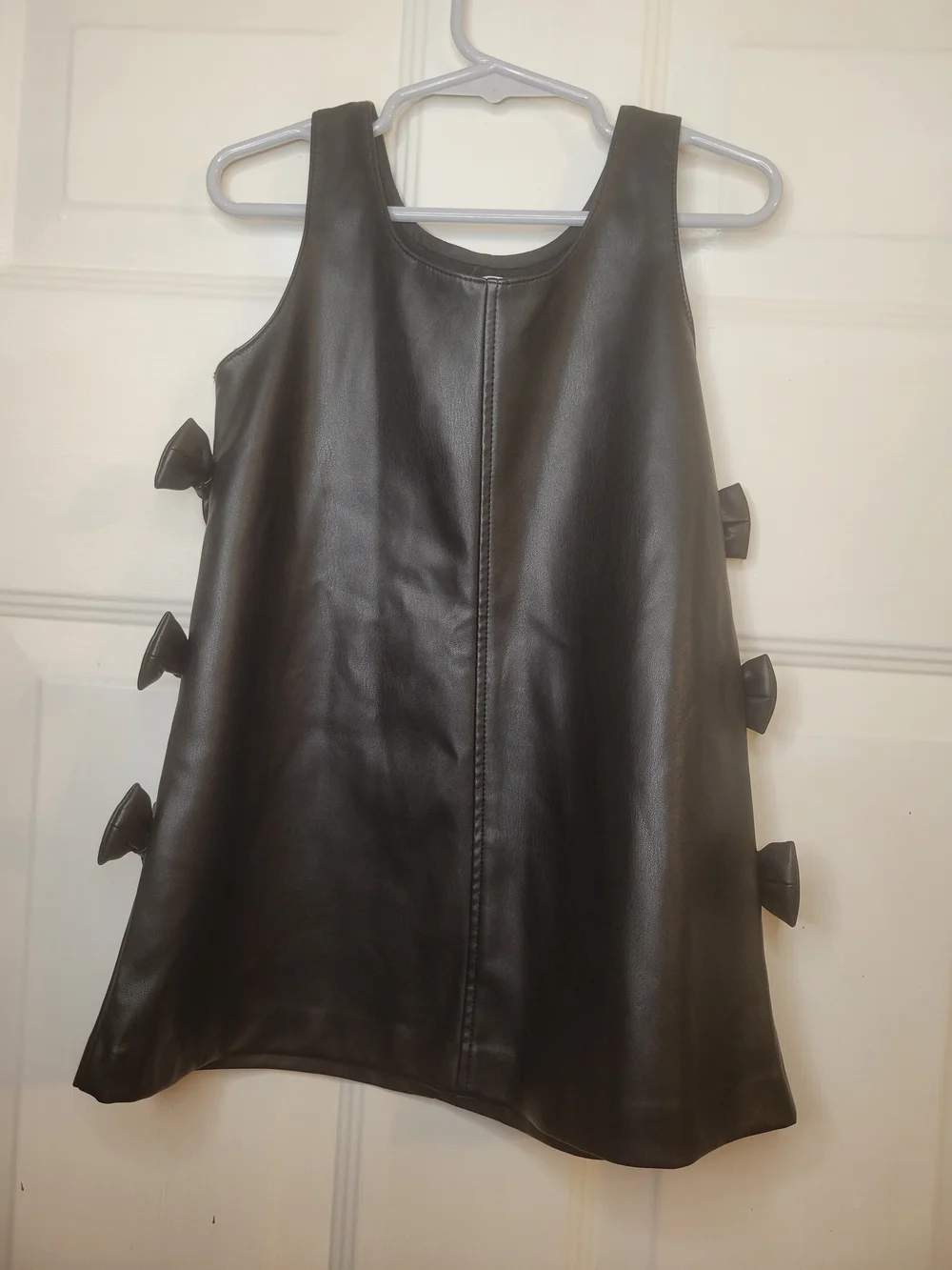 Zara Black Faux Leather A-Line Dress with Side Bows